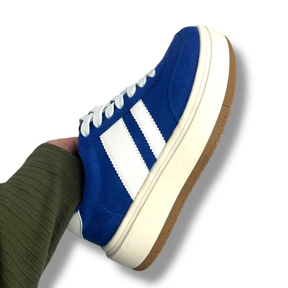 NEW Madden Girl Blue Sneakers Size 6 Lace Up Low Top Platform Faux Suede Skater - Picture 5 of 10